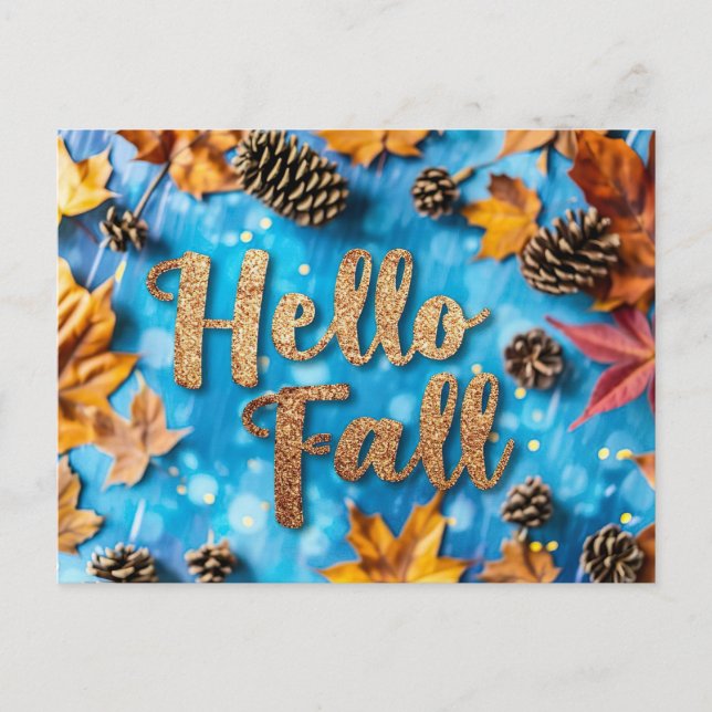 Pumpkins and Flowers Fall greeting Postcard (Front)
