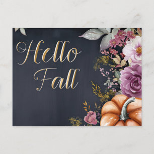 Pumpkins and Flowers Fall greeting Postcard