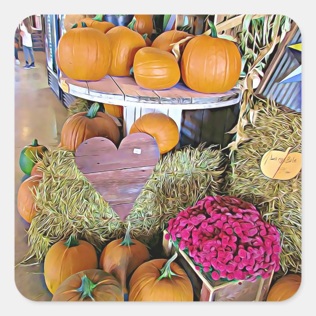 Pumpkins and  Heart Halloween Stickers (Front)