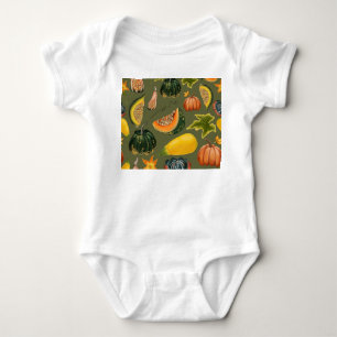 Pumpkins and Leaves: Autumn Greenery Baby Bodysuit