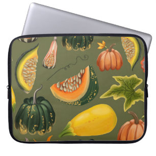 Pumpkins and Leaves: Autumn Greenery Laptop Sleeve