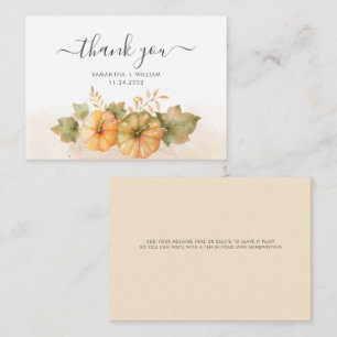 Pumpkins and Leaves Budget Fall Wedding Thank You Card