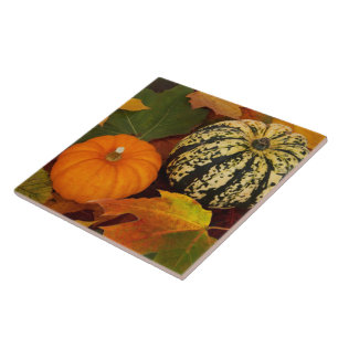 Pumpkins and Leaves Tile