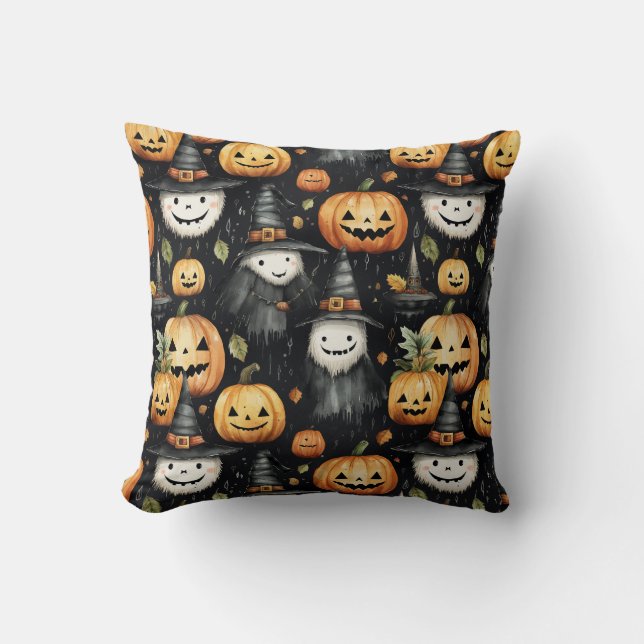 Pumpkins and Monsters Halloween  Cushion (Front)