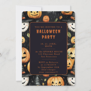 Pumpkins and Monsters - Halloween Invitation Card