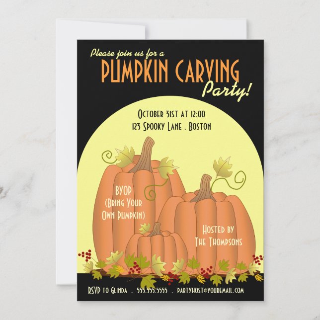 Pumpkins and Moonlight Party Invitation (Front)