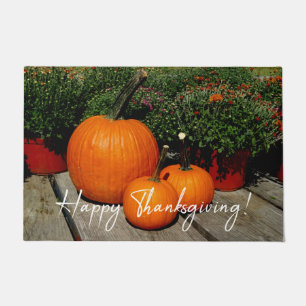 Pumpkins and Mums at the Patch on a Doormat
