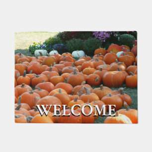 Pumpkins and Mums Autumn Harvest Photography Doormat