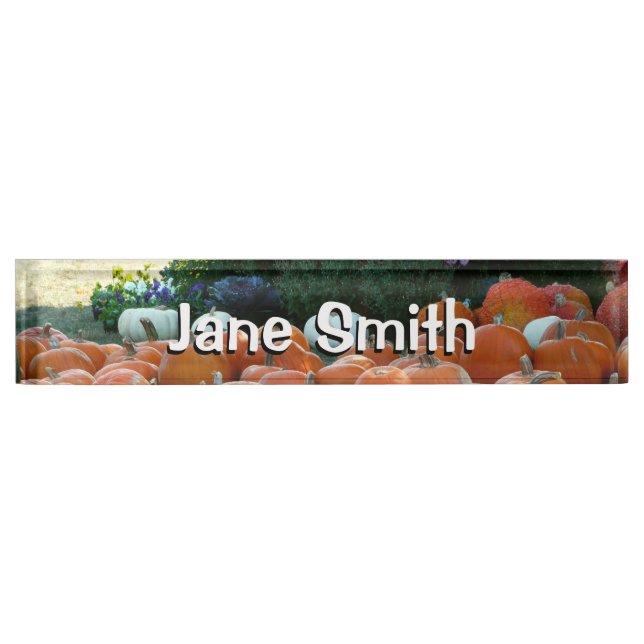 Pumpkins and Mums Autumn Harvest Photography Nameplate (Front)