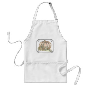 Pumpkins and Mums Fall floral Standard Apron