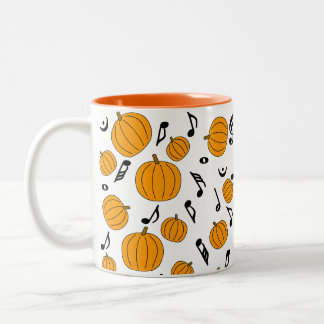 Pumpkins and Music Notes Two-Tone Coffee Mug