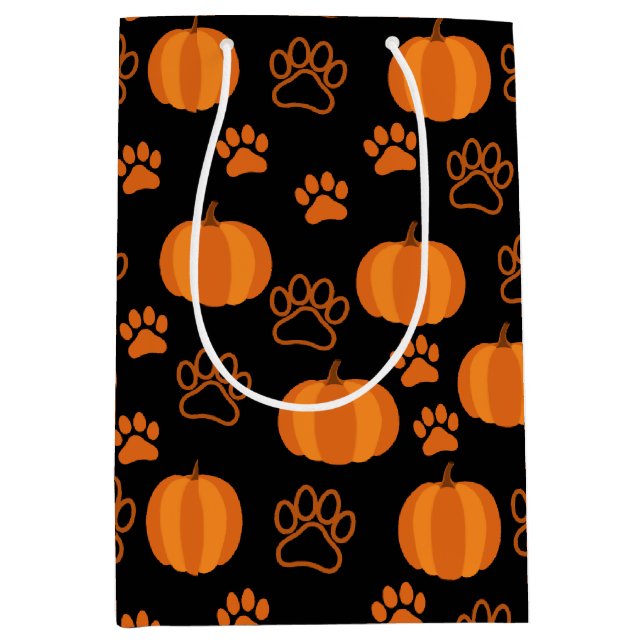Pumpkins and Paws Halloween Medium Gift Bag (Front)