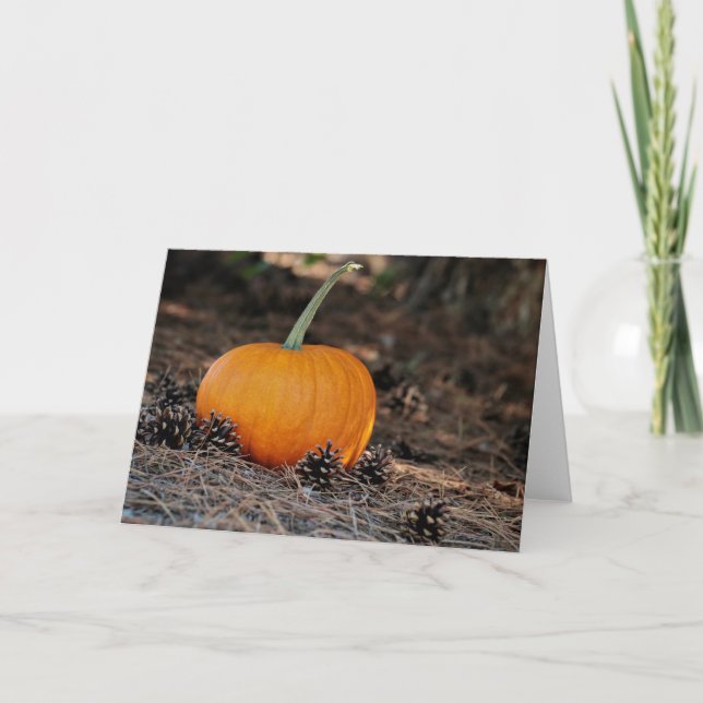 Pumpkins and Pine Cones Note Card (Front)