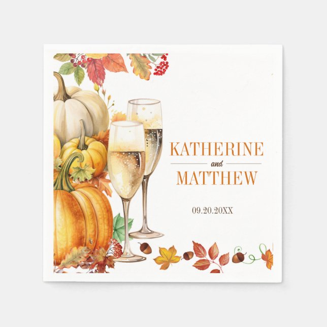 Pumpkins and Prosecco Bridal Wedding Shower Napkin (Front)