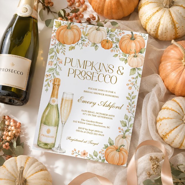 Pumpkins and Prosecco Fall Bridal Shower Invitation (Creator Uploaded)