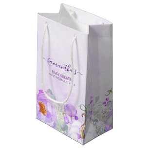 Pumpkins and Purple Flowers Fall Baby Shower Small Gift Bag