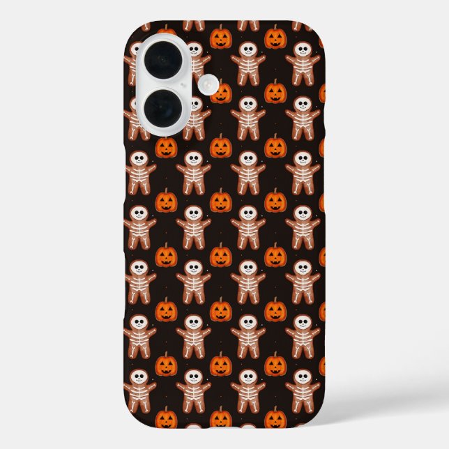 Pumpkins and Skeleton Gingerbread Halloween Design Case-Mate iPhone Case (Back)
