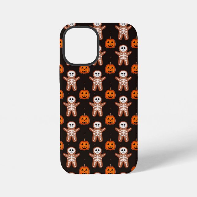 Pumpkins and Skeleton Gingerbread Halloween Design iPhone Case (Back)