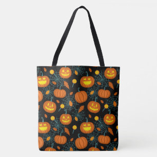 Pumpkins and Spider Webs Tote Bag