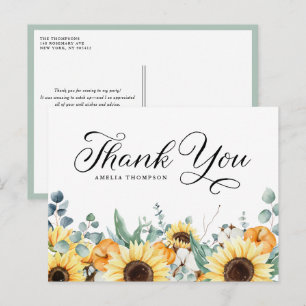 Pumpkins and Sunflowers Baby Shower Thank You Postcard