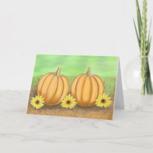 Pumpkins and sunflowers card