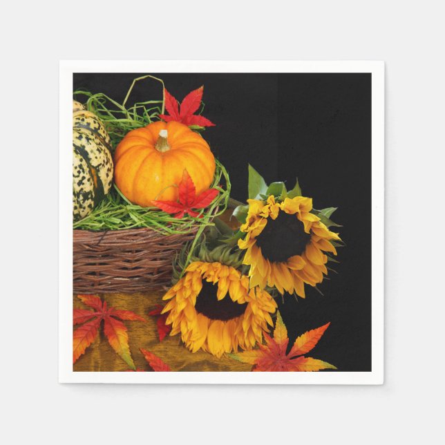 Pumpkins and Sunflowers Napkin (Front)
