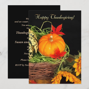 Pumpkins and Sunflowers Thanksgiving Dinner Invitation