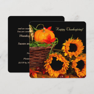 Pumpkins and Sunflowers Thanksgiving Dinner  Invitation