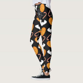 Pumpkins And Webs Halloween Leggings