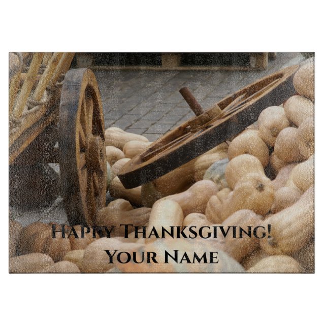 Pumpkins and Wheel Cutting Board (Front)