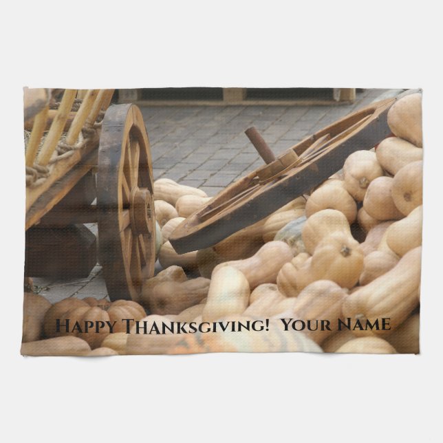 Pumpkins and Wheel Tea Towel (Horizontal)