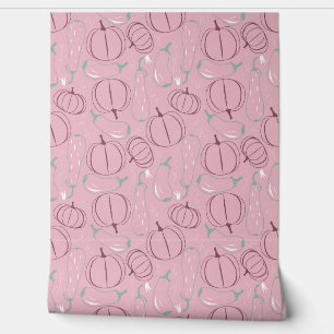 pumpkins and zuccini pattern line art wallpaper