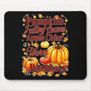Pumpkins Apple Cider Warm Blankets Leaves Fall Hal Mouse Mat