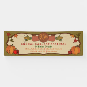 Pumpkins Apples Corn Leaves Fall Harvest Festival Banner