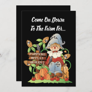 Pumpkins apples hayrides farm party invitation