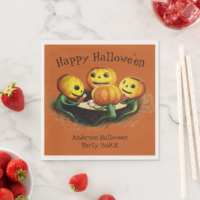 Pumpkins at Cards Custom Halloween Party Napkins (Insitu)