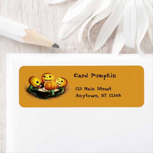 Pumpkins at Cards Halloween Labels Orange (Insitu)