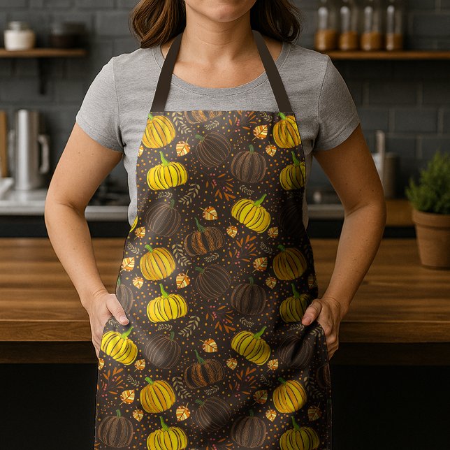 Pumpkins Autumn Fall Harvest Pattern Apron (Creator Uploaded)
