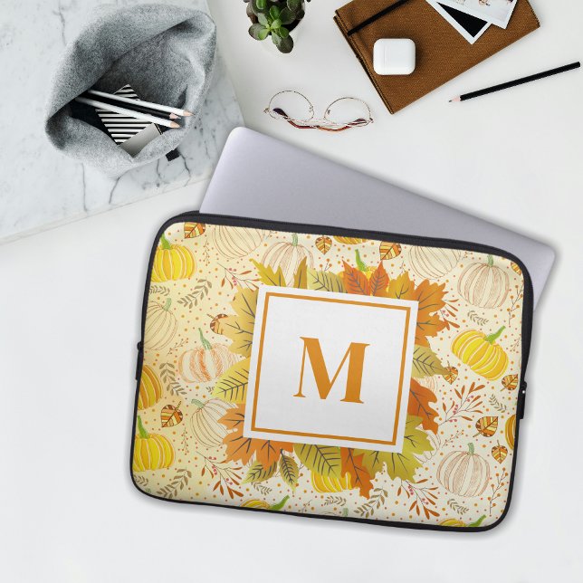 Pumpkins Autumn Fall Harvest Pattern Laptop Sleeve (Creator Uploaded)