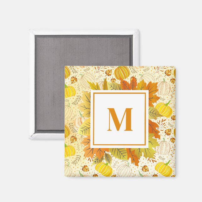 Pumpkins Autumn Fall Harvest Pattern Magnet (Front/Back)