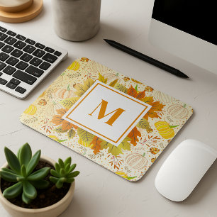 Pumpkins Autumn Fall Harvest Pattern Mouse Mat