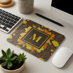 Pumpkins Autumn Fall Harvest Pattern Mouse Mat