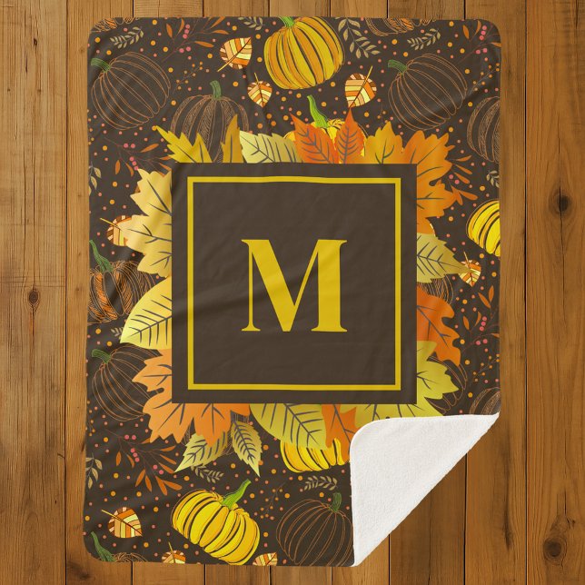 Pumpkins Autumn Fall Harvest Pattern Sherpa Blanket (Creator Uploaded)