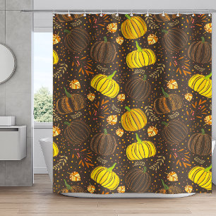 Pumpkins Autumn Fall Harvest Pattern Shower Curtain