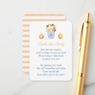 Pumpkins Autumn Flowers Bring A Book Baby Shower Enclosure Card