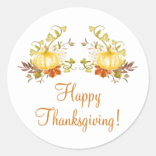 Pumpkins Autumn Leaves Happy Thanksgiving Stickers