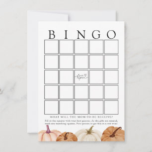 Pumpkins Baby Shower Bingo Game Card