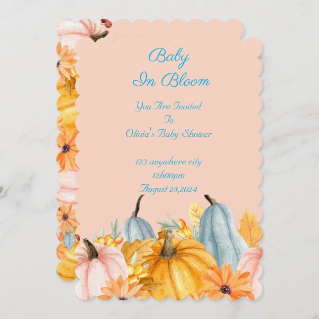 Pumpkins baby shower invitation  (Front/Back)