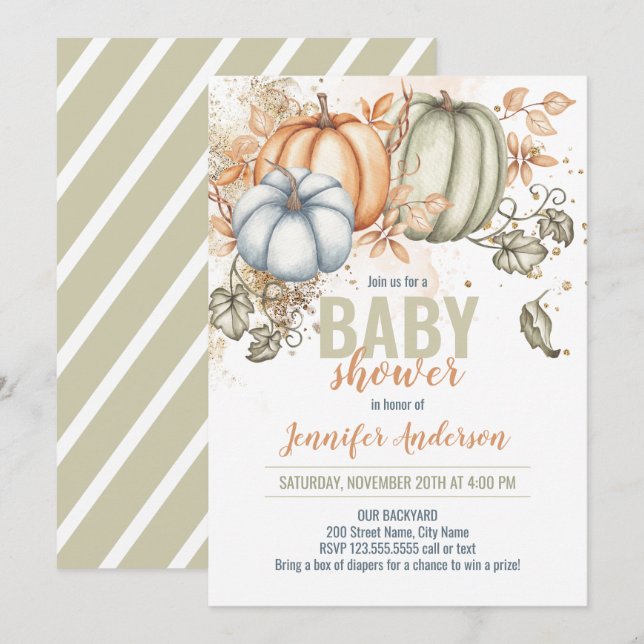 Pumpkins Baby Shower Invitation (Front/Back)
