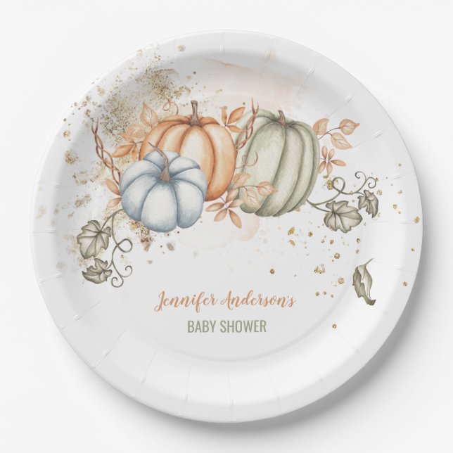 Pumpkins Baby Shower Paper Plate (Front)